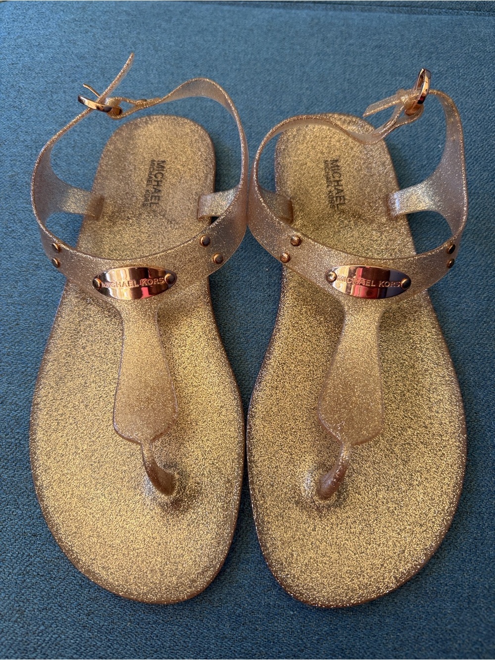 Michael Kors Metallic Gold Glitter Sandals